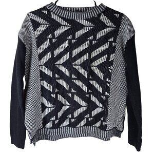 MaxMara Weekend Black & White Soft Geometric Pattern Sweater‎ Knit Womens M